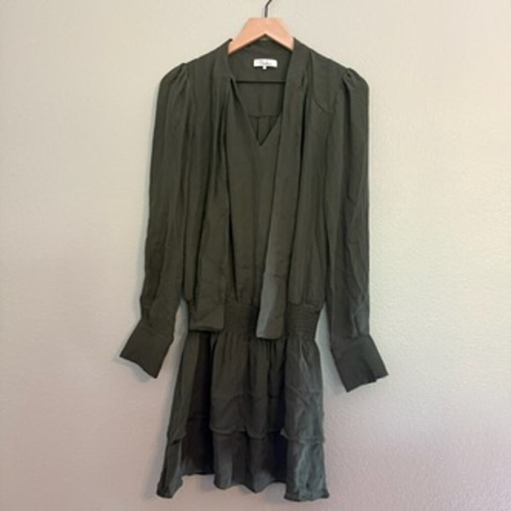 new parker long sleeve drop waist mini dress with neck tie size XS extra small